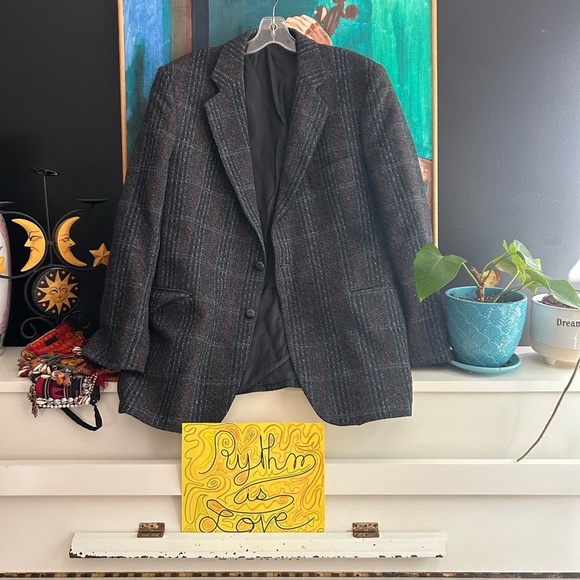 Vintage 80s Sears Blazer Wool Blend Suit Coat Jacket Size 42 R - Picture 2 of 16